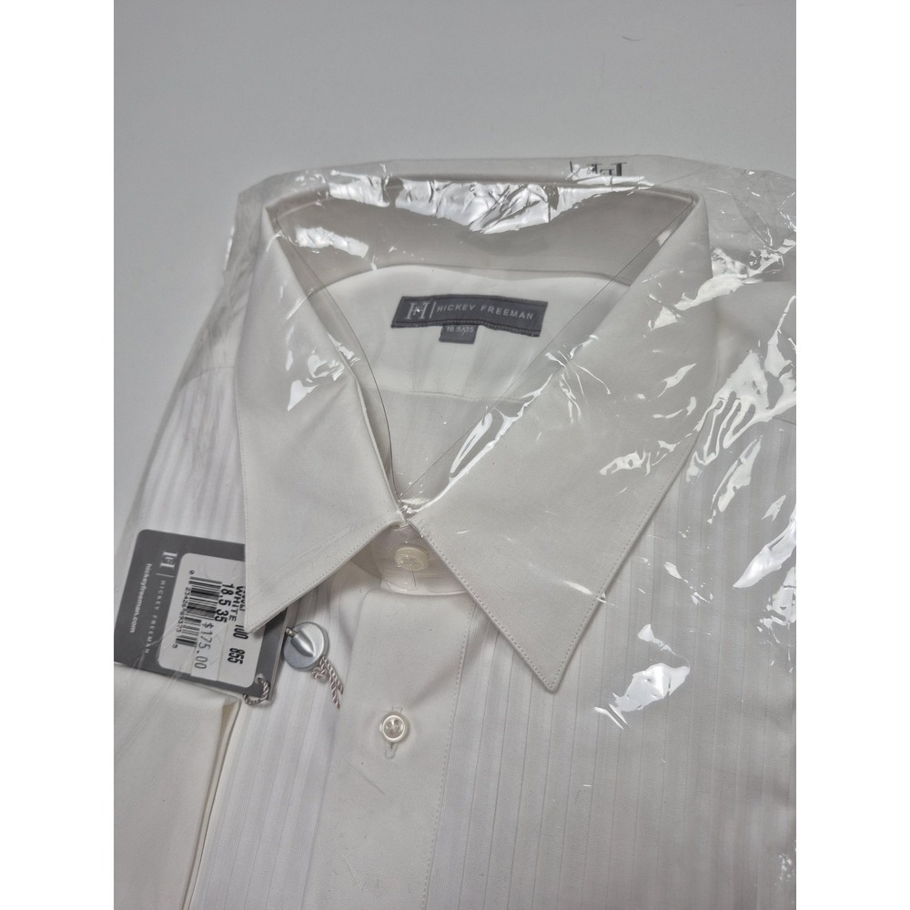 Hickey Freeman Evening Dress Shirt Mens 18.5 34/35 White French Cuff Tuxedo - Picture 2 of 8
